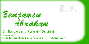 benjamin abraham business card